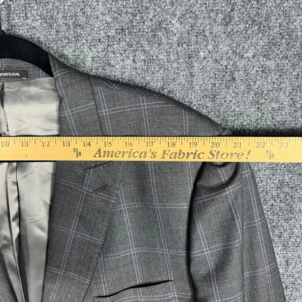 J. Hilburn 2 Piece Suit Mens 49 Grey Windowpane Vitale Barberis Canonico Wool